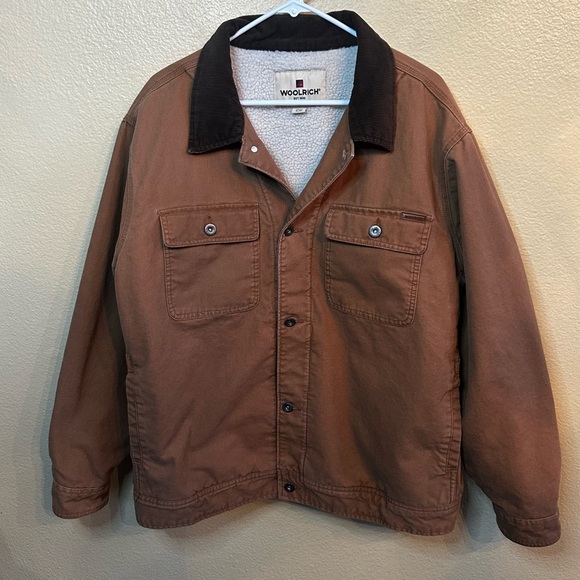 Men's WOOLRICH Ripstop Trucker Jacket With Sherpa Lining Size XL EUC!
